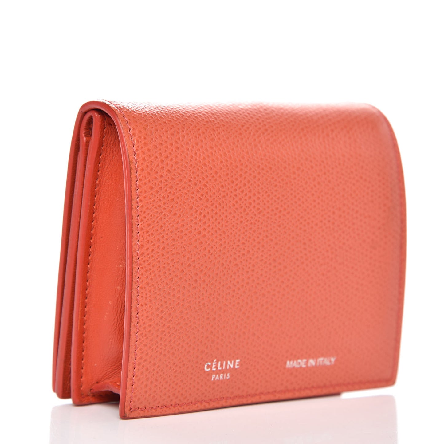 Grained Calfskin Small Wallet Coral