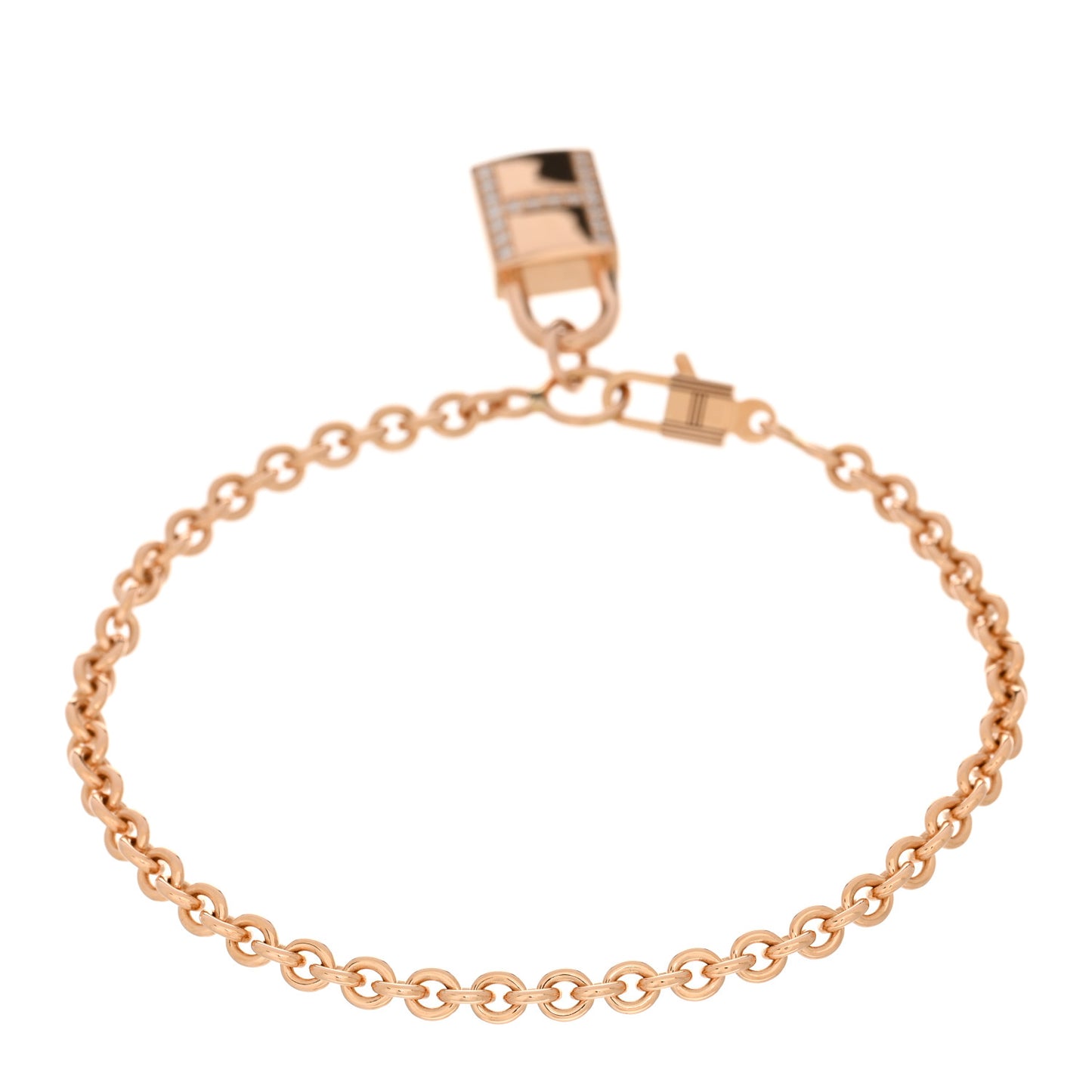 18K Rose Gold Diamond Amulettes Cadenas Bracelet SH