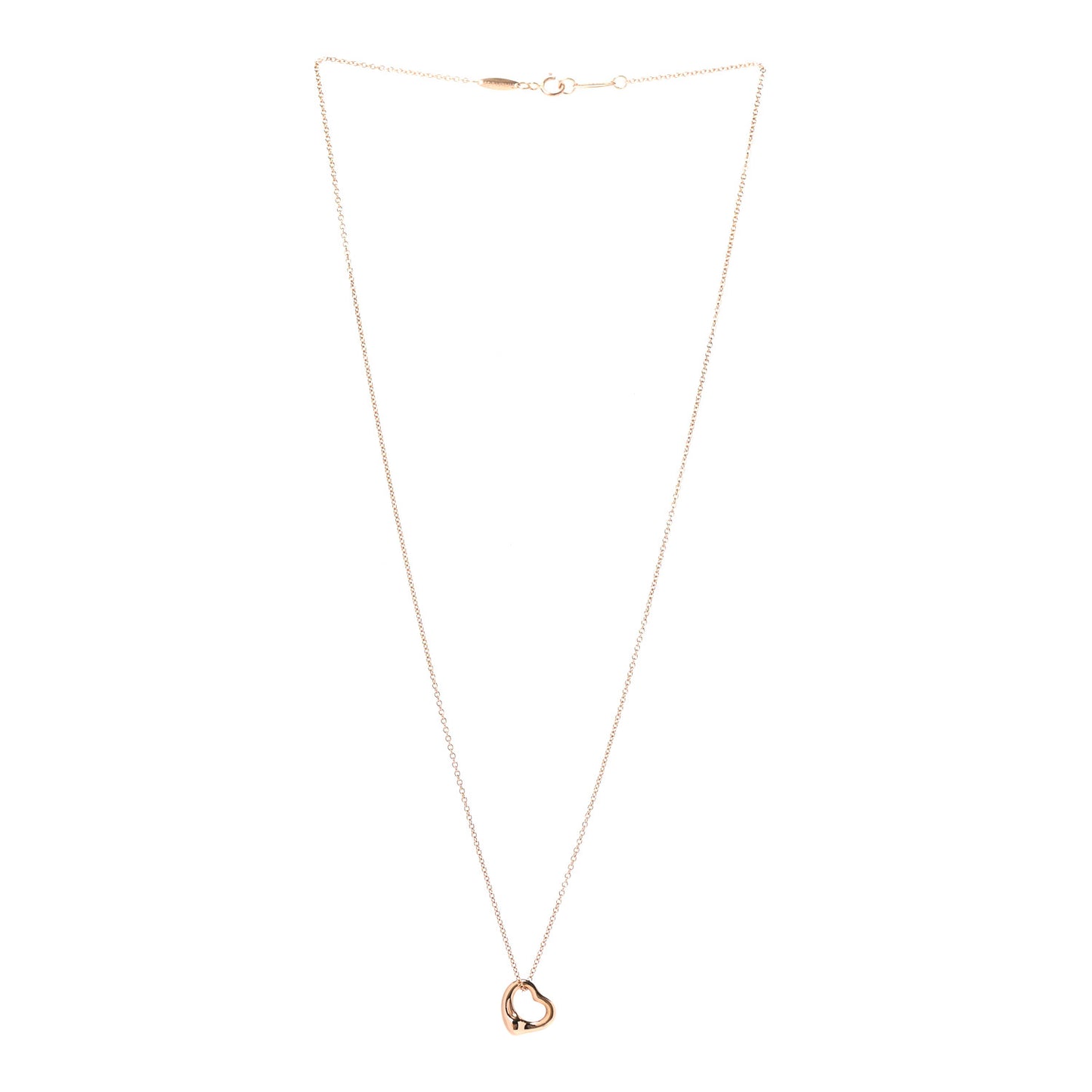 18K Rose Gold 11mm Elsa Peretti Open Heart Pendant Necklace