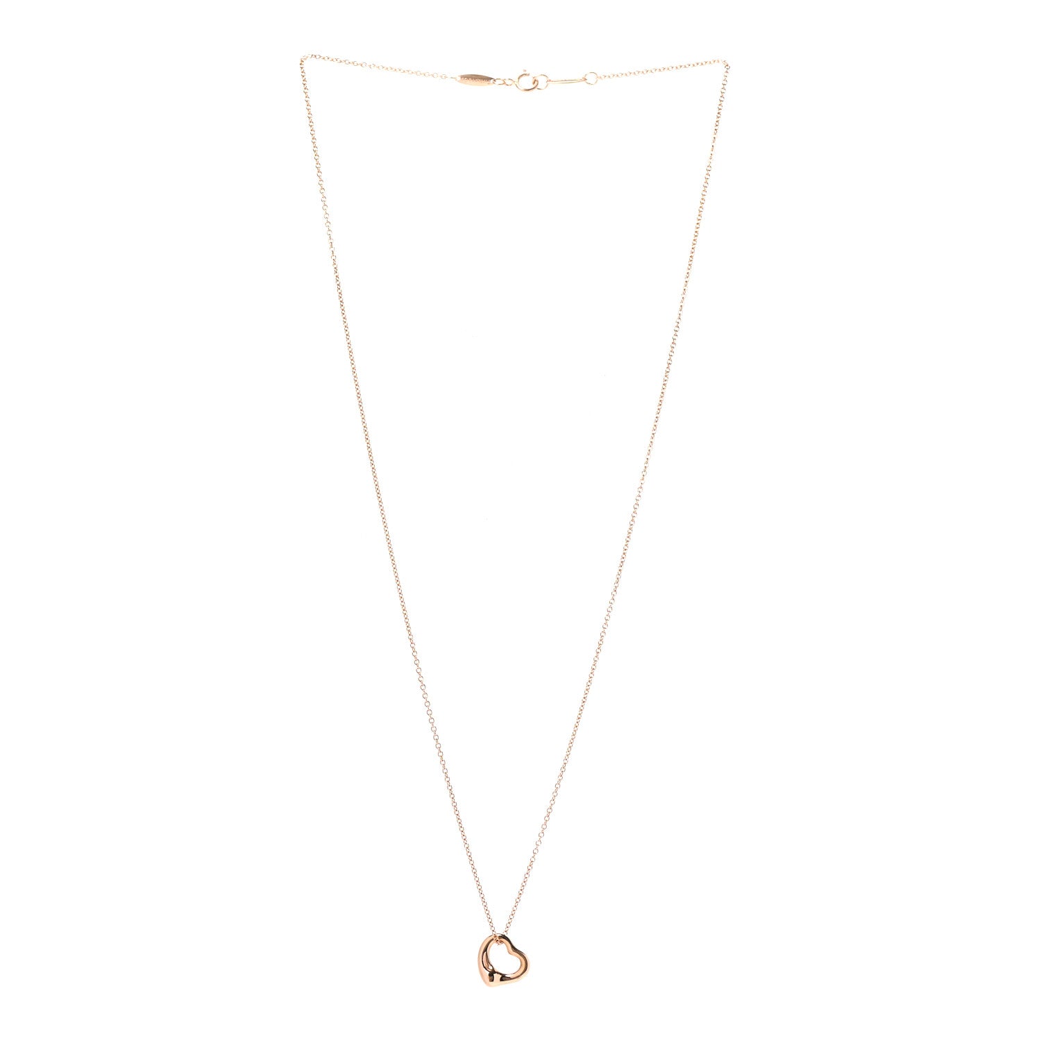 Tiffany 18K Rose Gold 11mm Elsa Peretti Open Heart Pendant Necklace 3 of 8