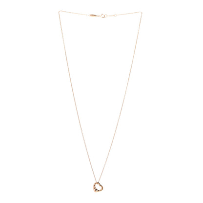 Tiffany 18K Rose Gold 11mm Elsa Peretti Open Heart Pendant Necklace 3 of 8