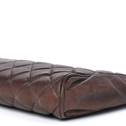 Chanel Lambskin Quilted Cosmetic Case Brown 12 of 12