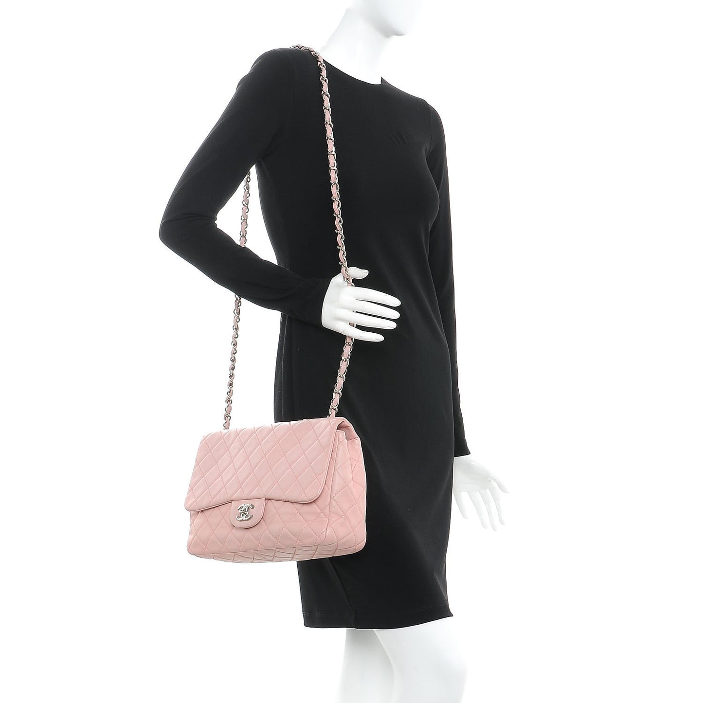 Lambskin Quilted Jumbo Single Flap Light Pink