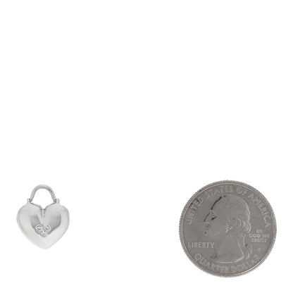 Tiffany 18K White Gold Diamond Puffed Heart Charm Pendant 2 of 4