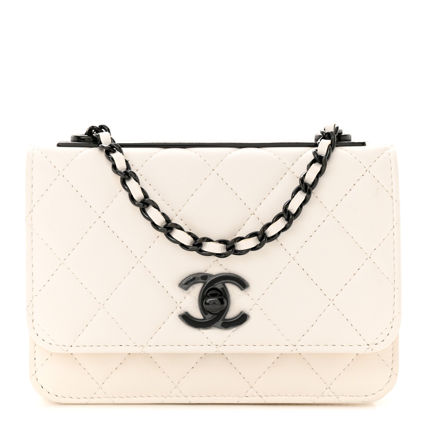 Chanel Lambskin Quilted Mini Trendy CC Wallet On Chain WOC White 1 of 12