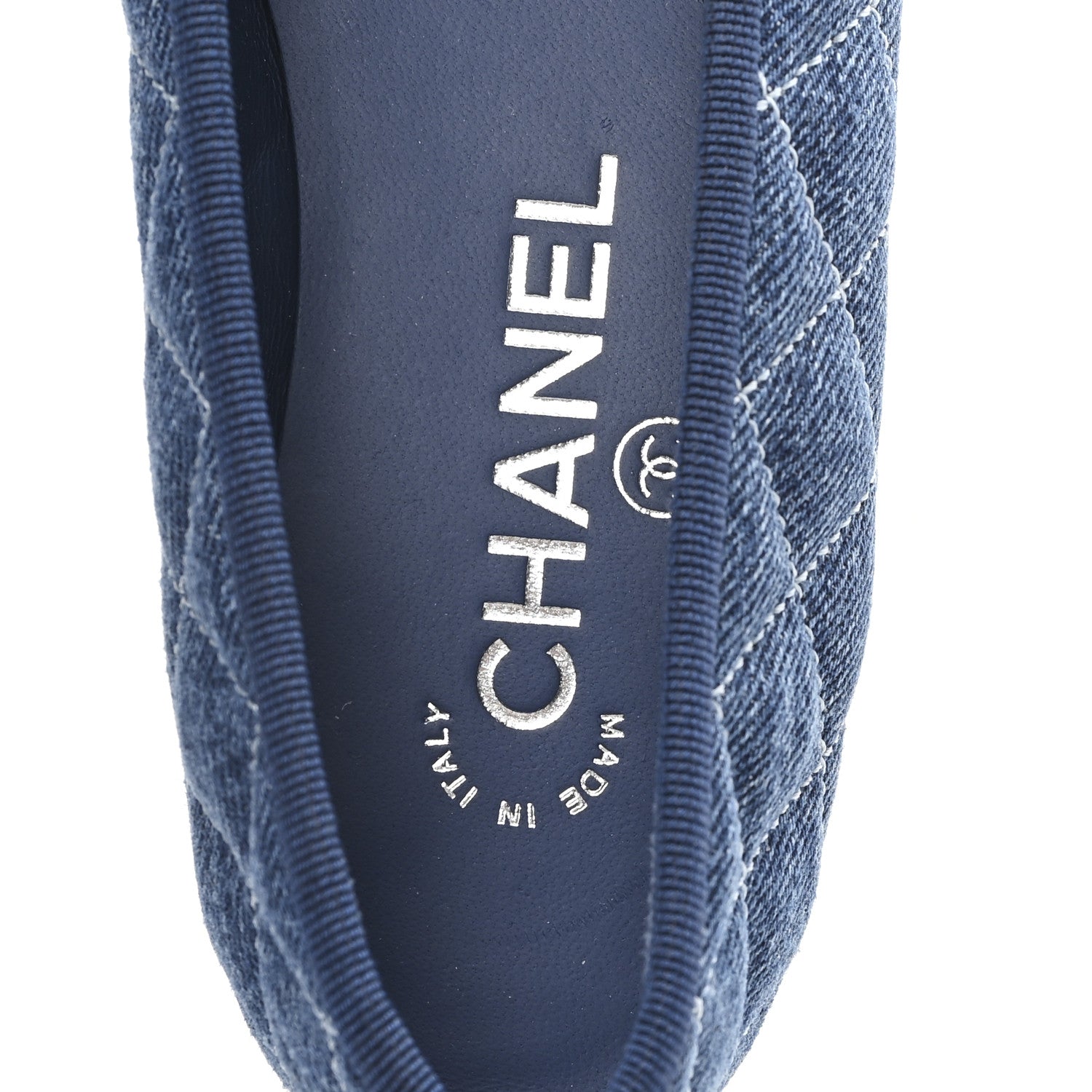 Chanel Washed Denim Quilted Cap Toe CC Ballerina Flats 35.5 Blue 8 of 10