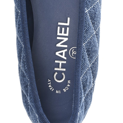 Chanel Washed Denim Quilted Cap Toe CC Ballerina Flats 35.5 Blue 8 of 10