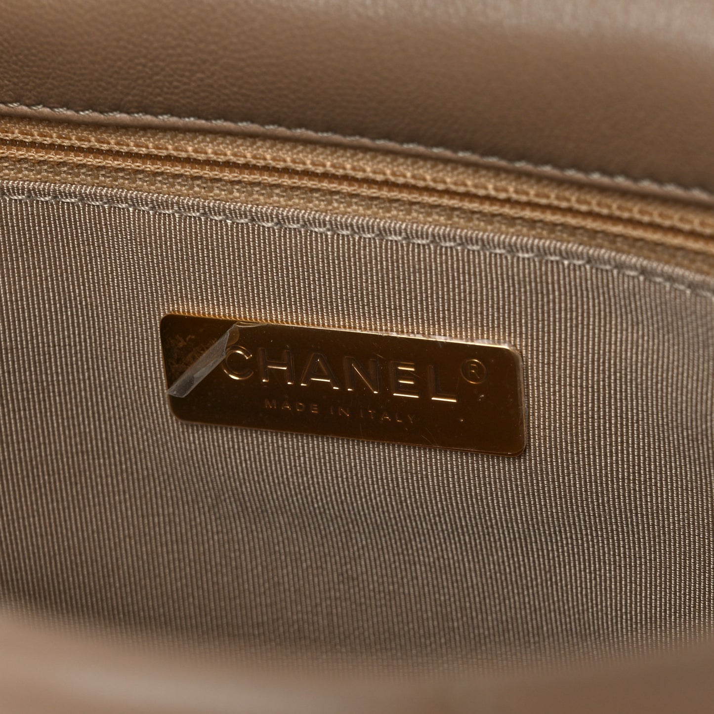 Lambskin Quilted Medium Chanel 19 Flap Dark Beige