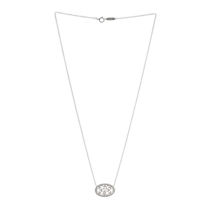 Tiffany Platinum Diamond Cobblestone Oval Pendant Necklace 3 of 6