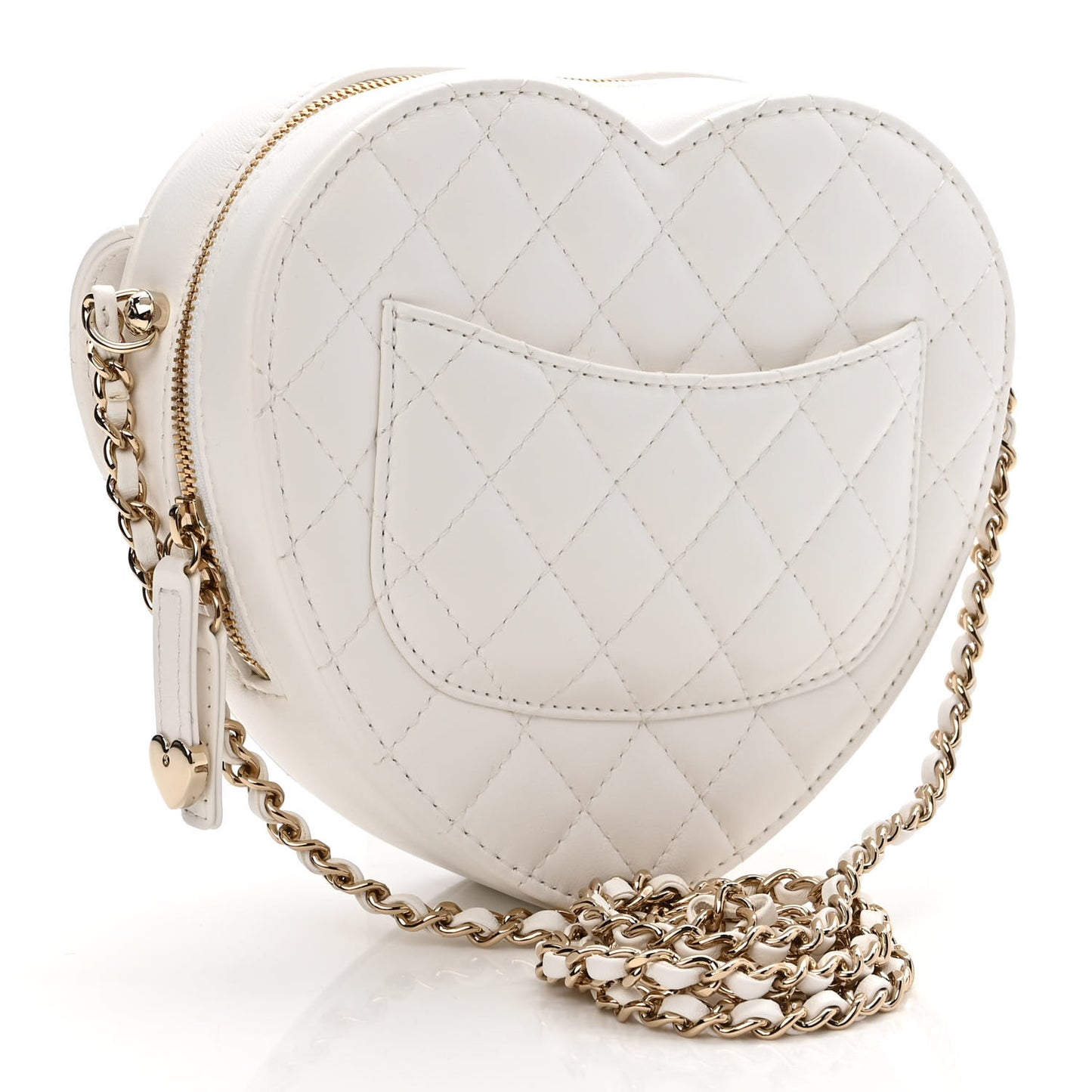 Lambskin Quilted CC In Love Heart Bag White