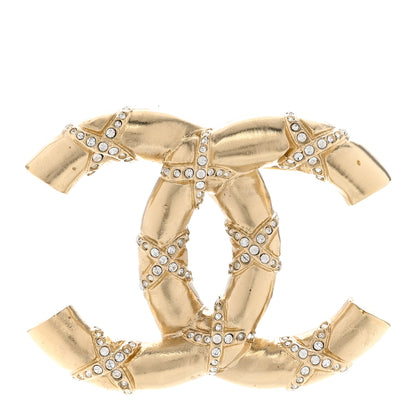 Chanel Crystal CC Logo Brooch Gold 1 of 5
