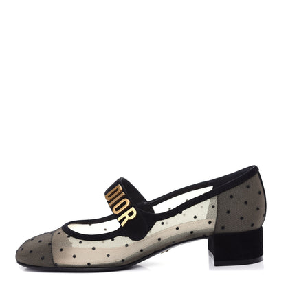 Christian Dior Mesh Plumetis Suede Baby-D Ballet Pumps 38 Black 1 of 9