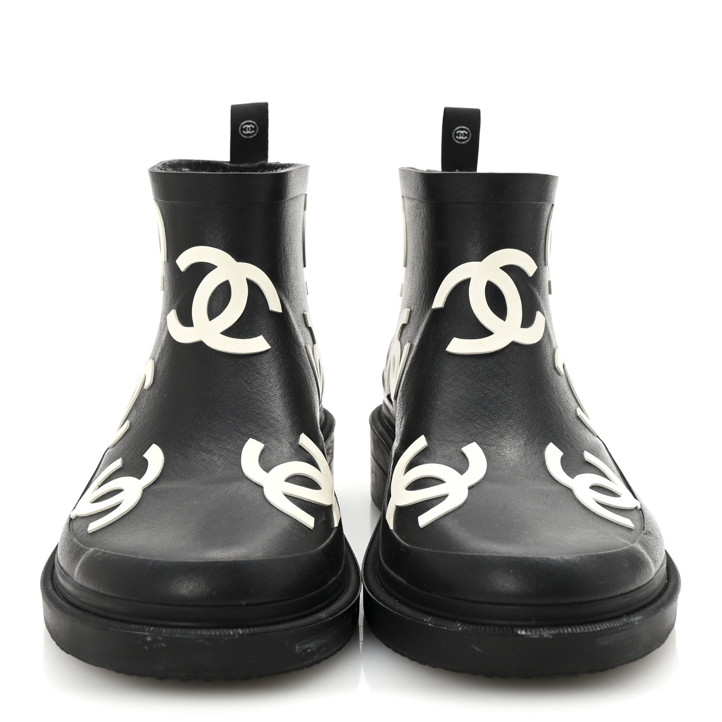 Rubber CC Print Boots 39 Black