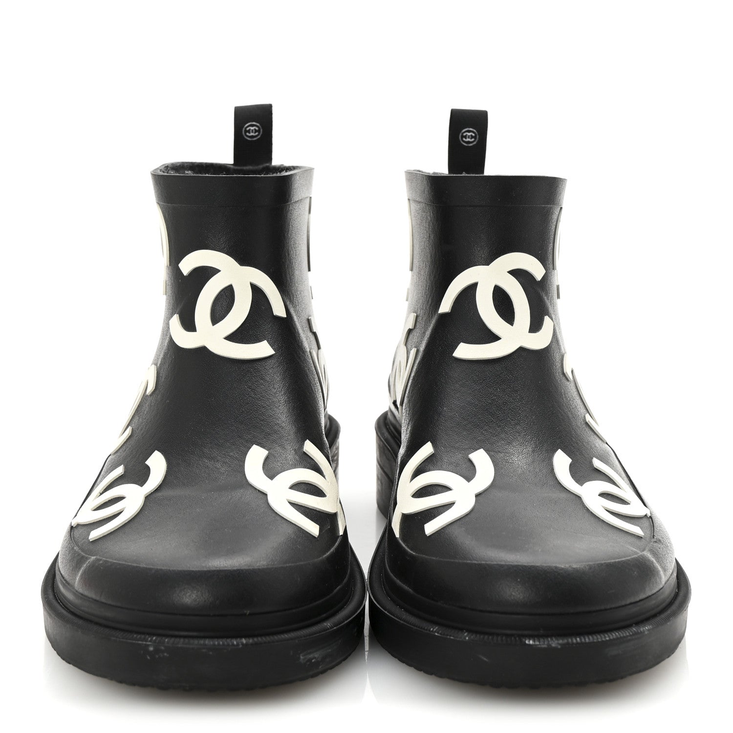 Chanel Rubber CC Print Boots 39 Black 3 of 9