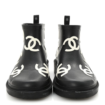 Chanel Rubber CC Print Boots 39 Black 3 of 9