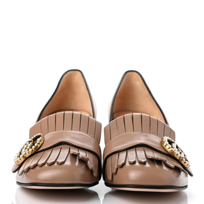 Gucci Malaga Kid Pearly GG Marmont Fringe 50mm Loafer Pumps 38.5 Porcelain Rose 2 of 8