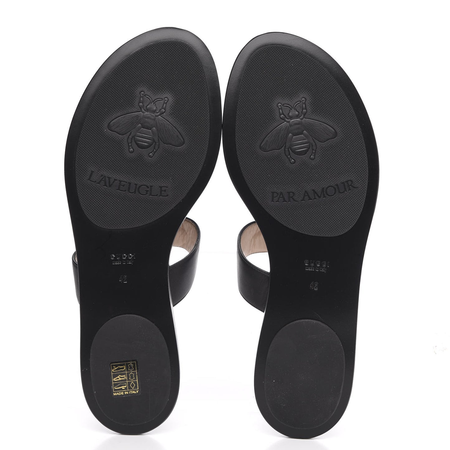 Calfskin GG Marmont Thong Sandals 42 Black