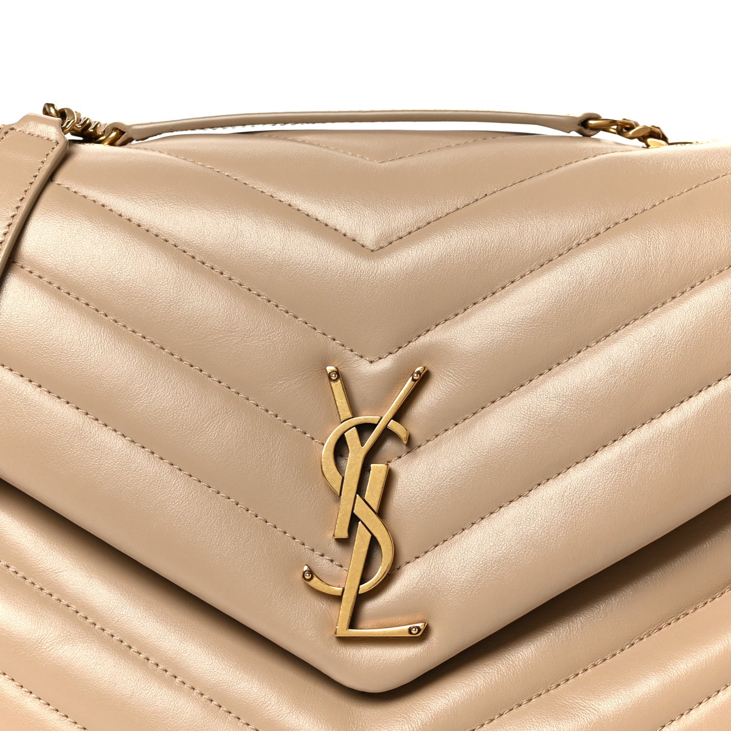 Calfskin Y Quilted Monogram Medium Loulou Chain Satchel Dark Beige