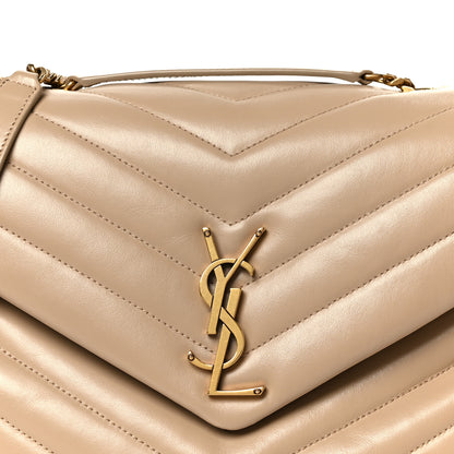 Saint Laurent Calfskin Y Quilted Monogram Medium Loulou Chain Satchel Dark Beige 9 of 11