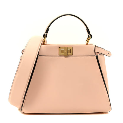 Fendi Vitello Seta Canvas FF Embroidered Mini Peekaboo Iconic Satchel Rosa Confetto 1 of 10