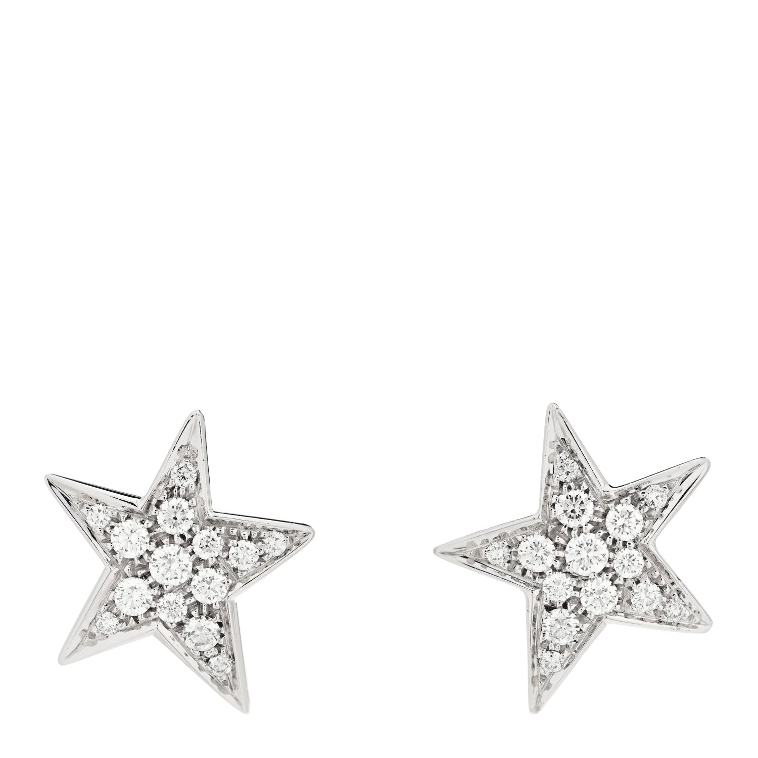 Chanel 18K White Gold Diamond Medium Comete Geode Earrings 1 of 5