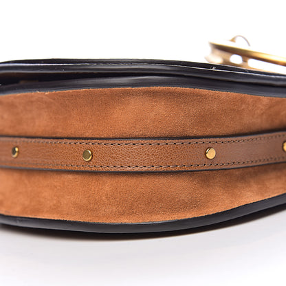 Chloe Calfskin Suede Floral Patchwork Small Nile Bracelet Bag Caramel 10 of 11