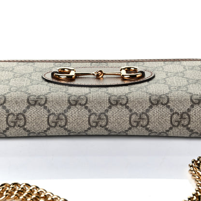 Gucci GG Supreme Monogram Azalea Calfskin Horsebit 1955 Wallet On Chain Beige Ebony Brown Sugar 6 of 6