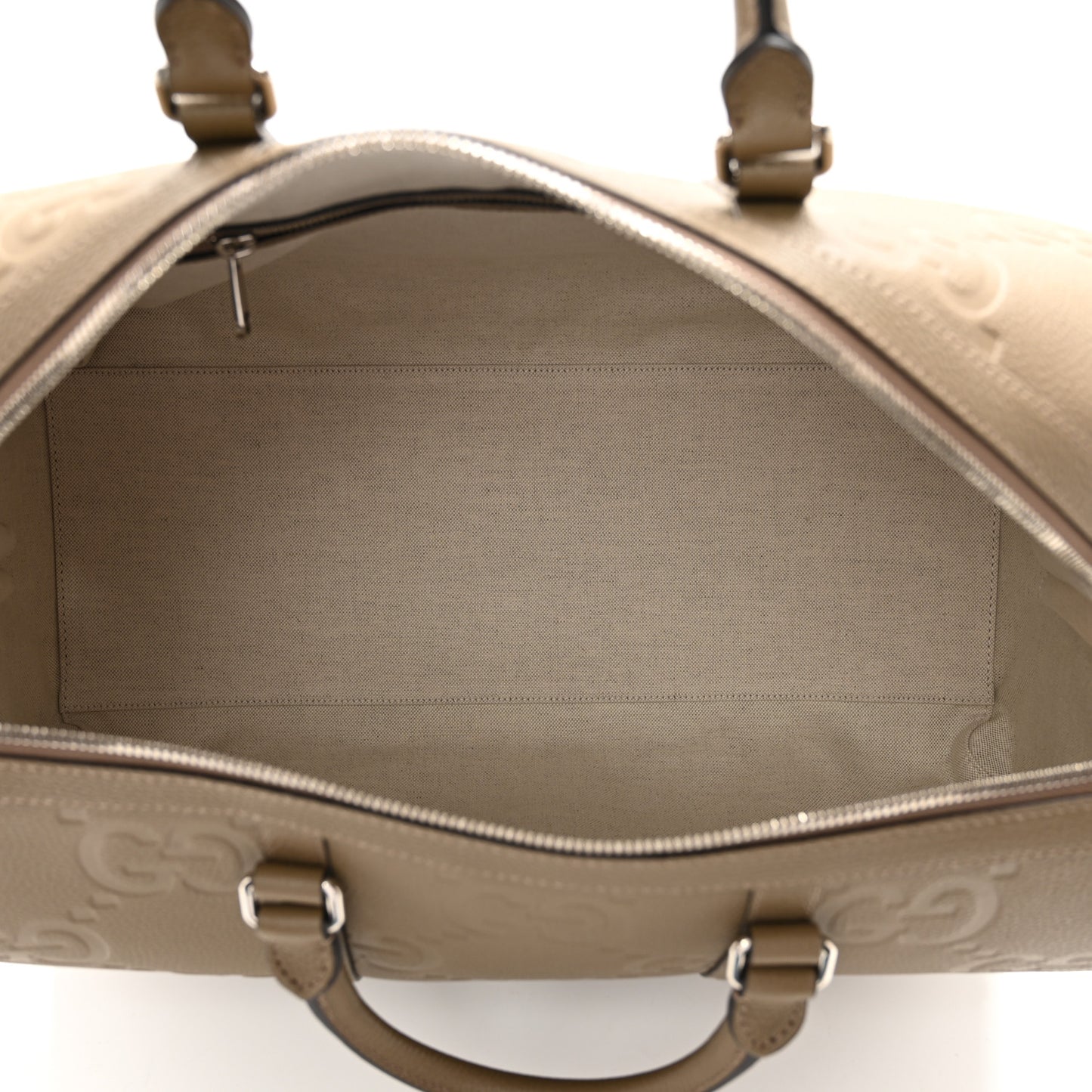 Piuma Calfskin Jumbo GG Embossed Large Duffle Bag Good Taupe