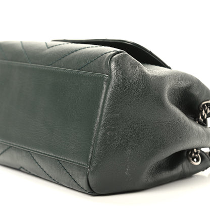 Saint Laurent Vintage Lambskin Chevron Monogram Small Nolita Olive Green 6 of 8
