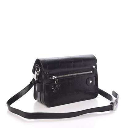 Proenza Schouler Calfskin Crocodile Embossed Mini PS11 Classic Shoulder Bag Black 3 of 10