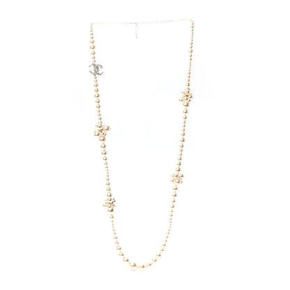 Chanel Pearl Cluster CC Long Necklace Silver 3 of 5