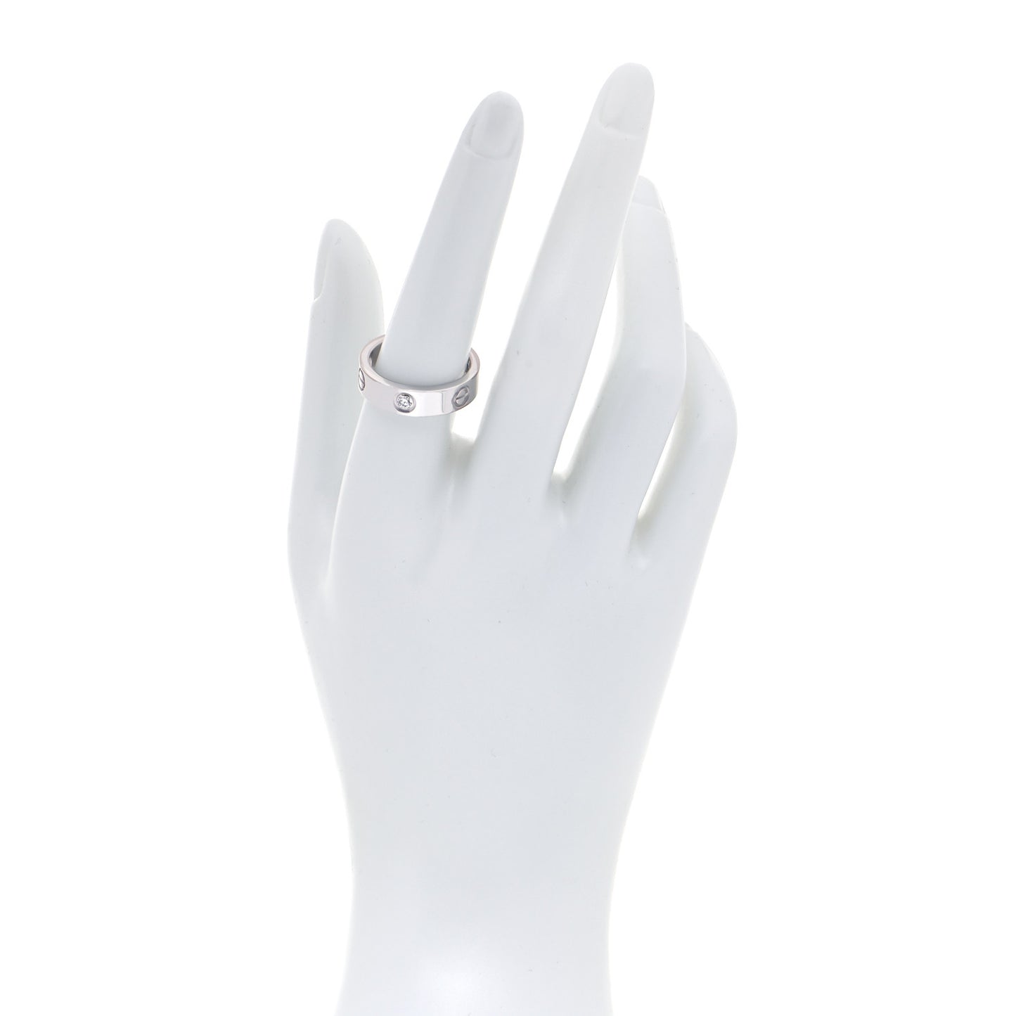 18K White Gold 3 Diamond 5.5mm LOVE Ring 57 8