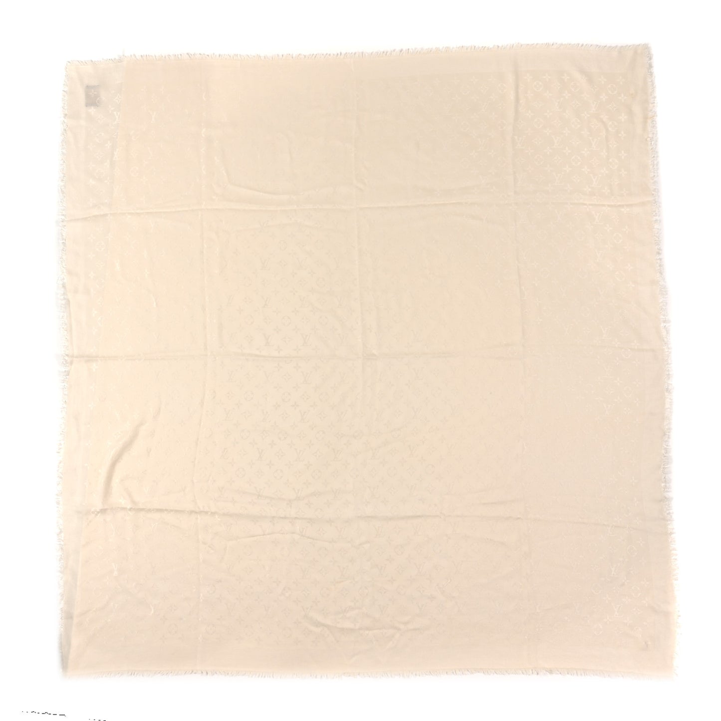 Silk Wool Monogram Shawl Beige
