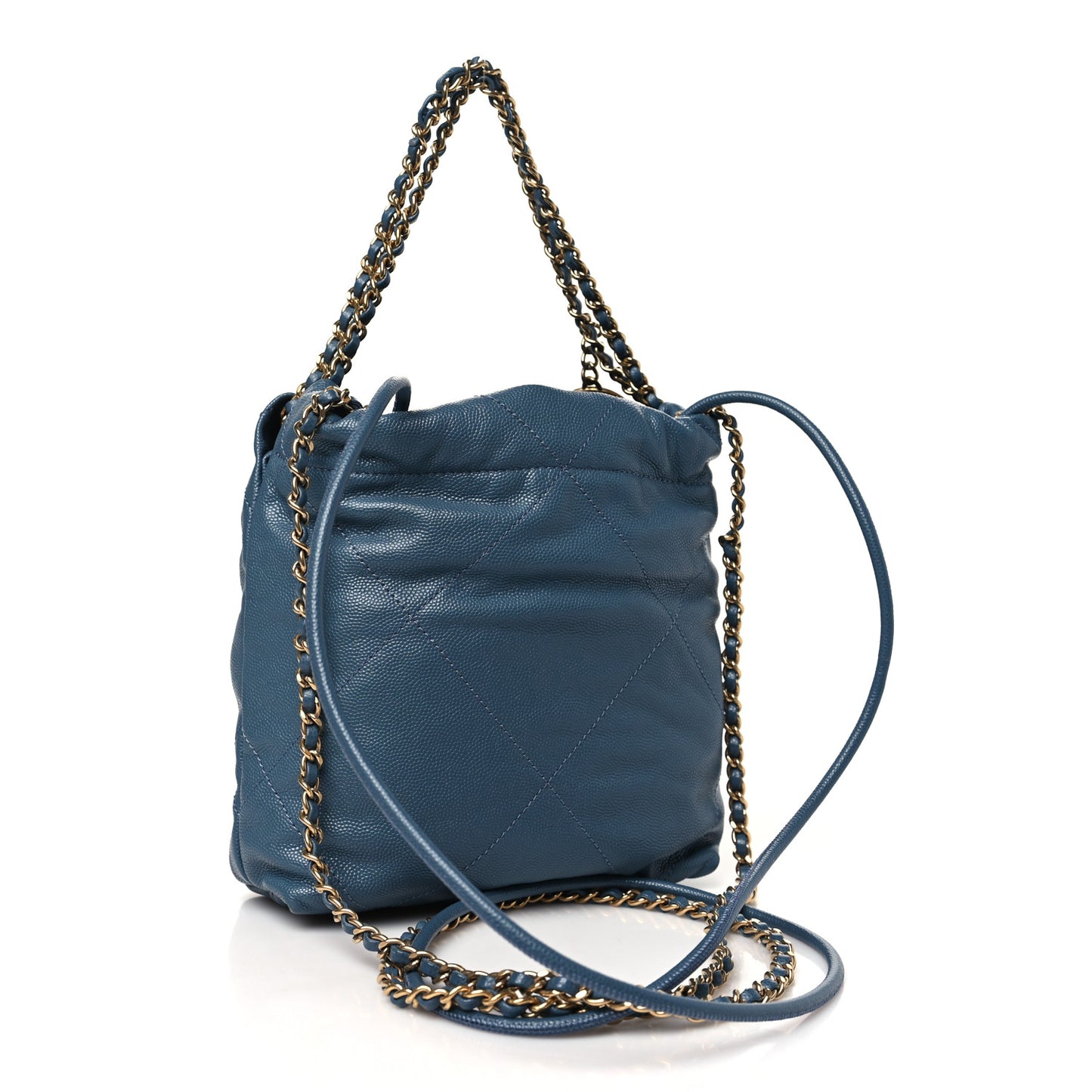 Shiny Caviar Quilted Monochrome Mini Chanel 22 Blue