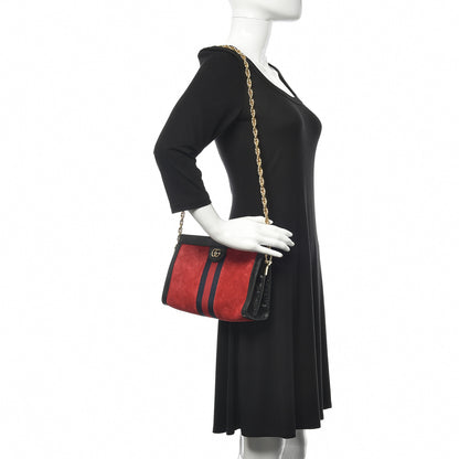 Gucci Suede Patent Web Small Ophidia Chain Shoulder Bag Hibiscus Red Black 2 of 11