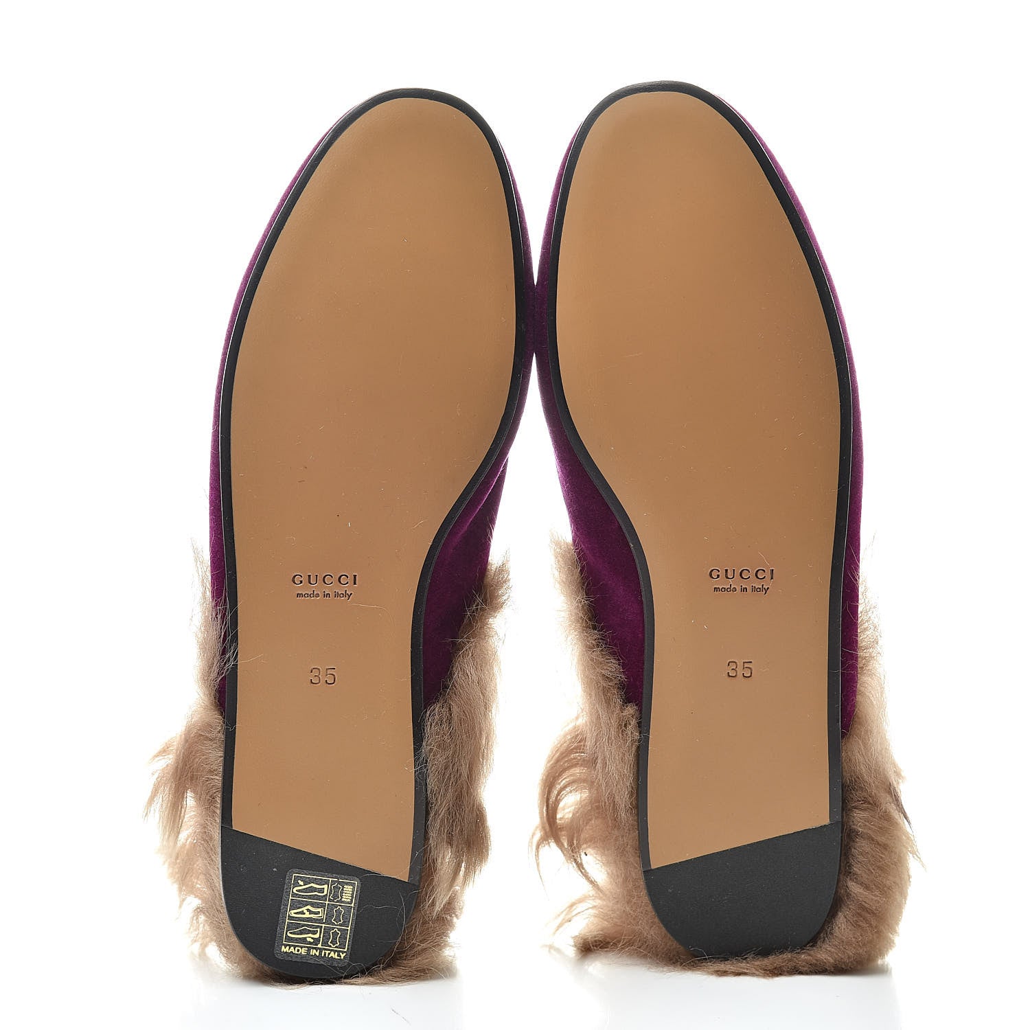 Gucci Velvet Fur Womens Princetown Slippers 35 Fucsia Violet Cyclamen Natural 5 of 8