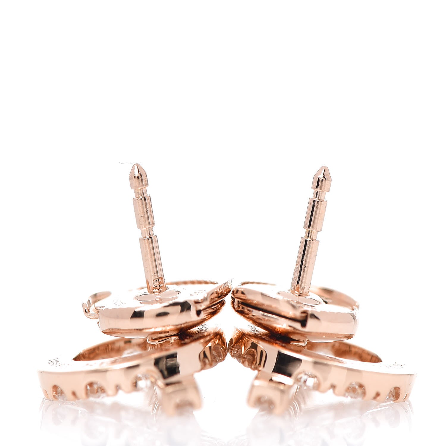 Hermes 18K Rose Gold Diamond Finesse Earrings 3 of 4
