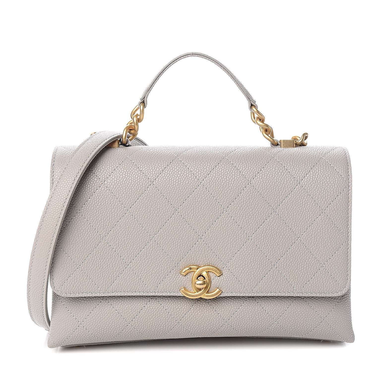 Chanel Grained Calfskin Small Stitched Flap Grey 1 of 11