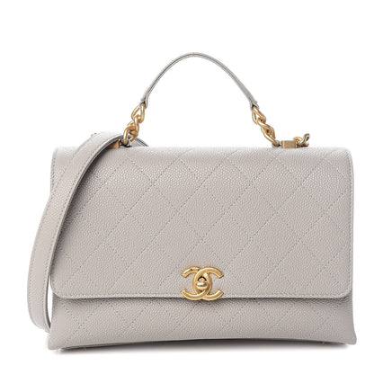 Chanel Grained Calfskin Small Stitched Flap Grey 1 of 11