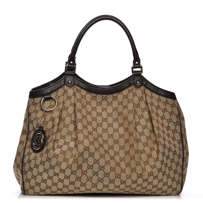 Gucci Monogram Dollar Calfskin Large Sukey Tote Beige Ebony Testa di Moro 1 of 12