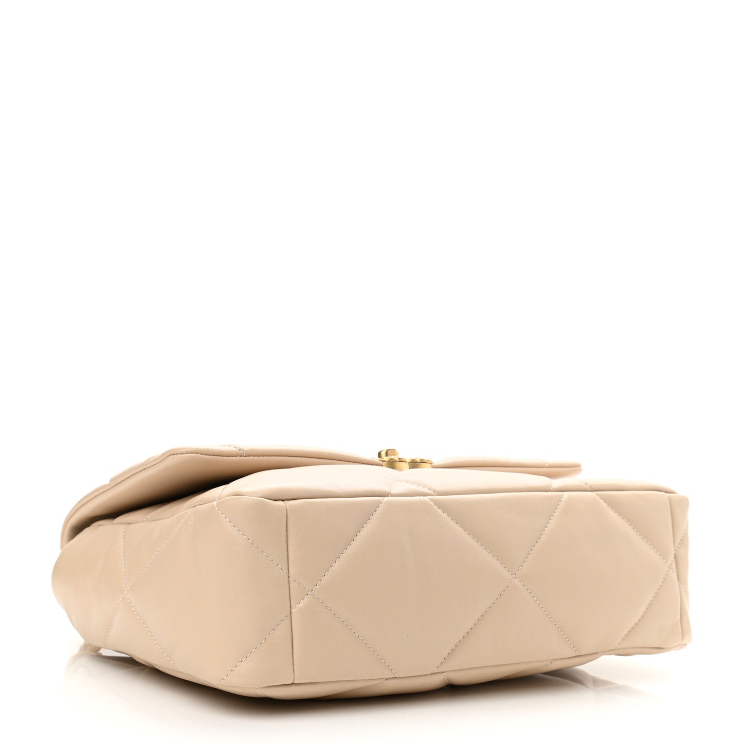 Lambskin Quilted Large Chanel 19 Flap Beige