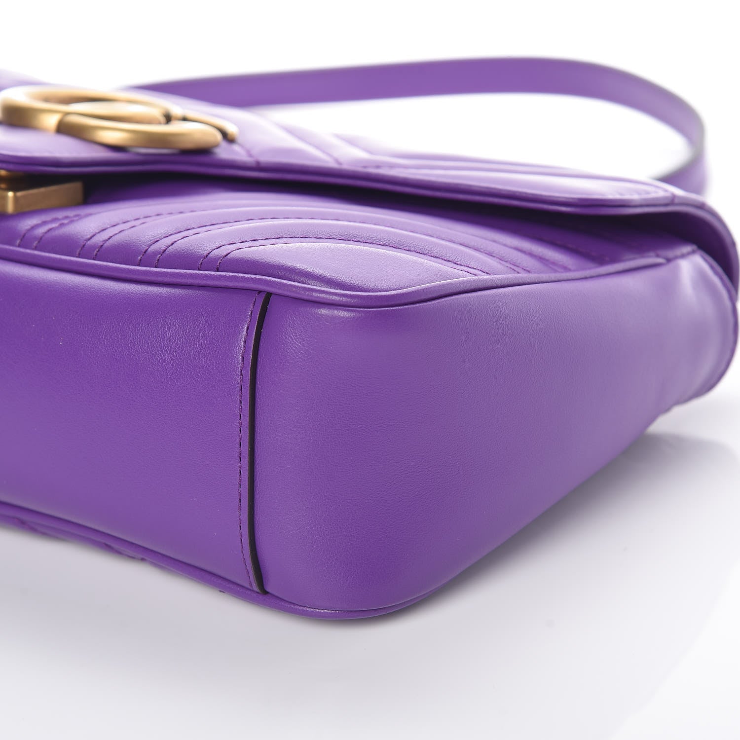 Gucci Calfskin Matelasse Small GG Marmont Shoulder Bag Shine Purple 6 of 9