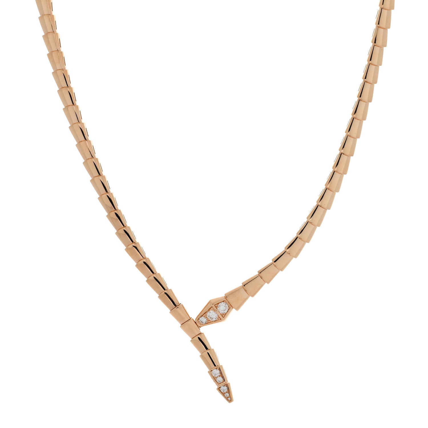 Bulgari 18K Rose Gold Diamond Serpenti Viper Choker Necklace 1 of 4