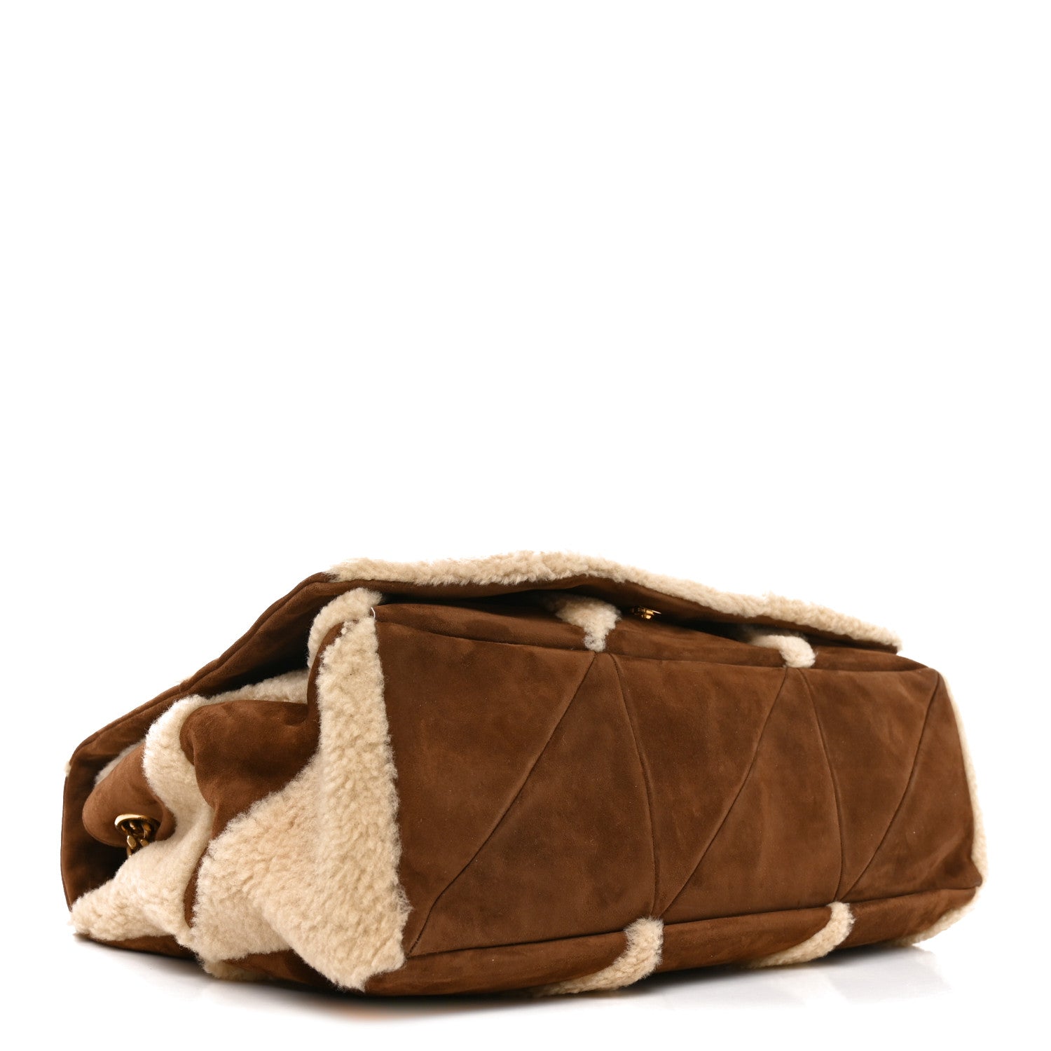 Saint Laurent Suede Shearling Patchwork Monogram Giant Jamie Brown Beige 3 of 9