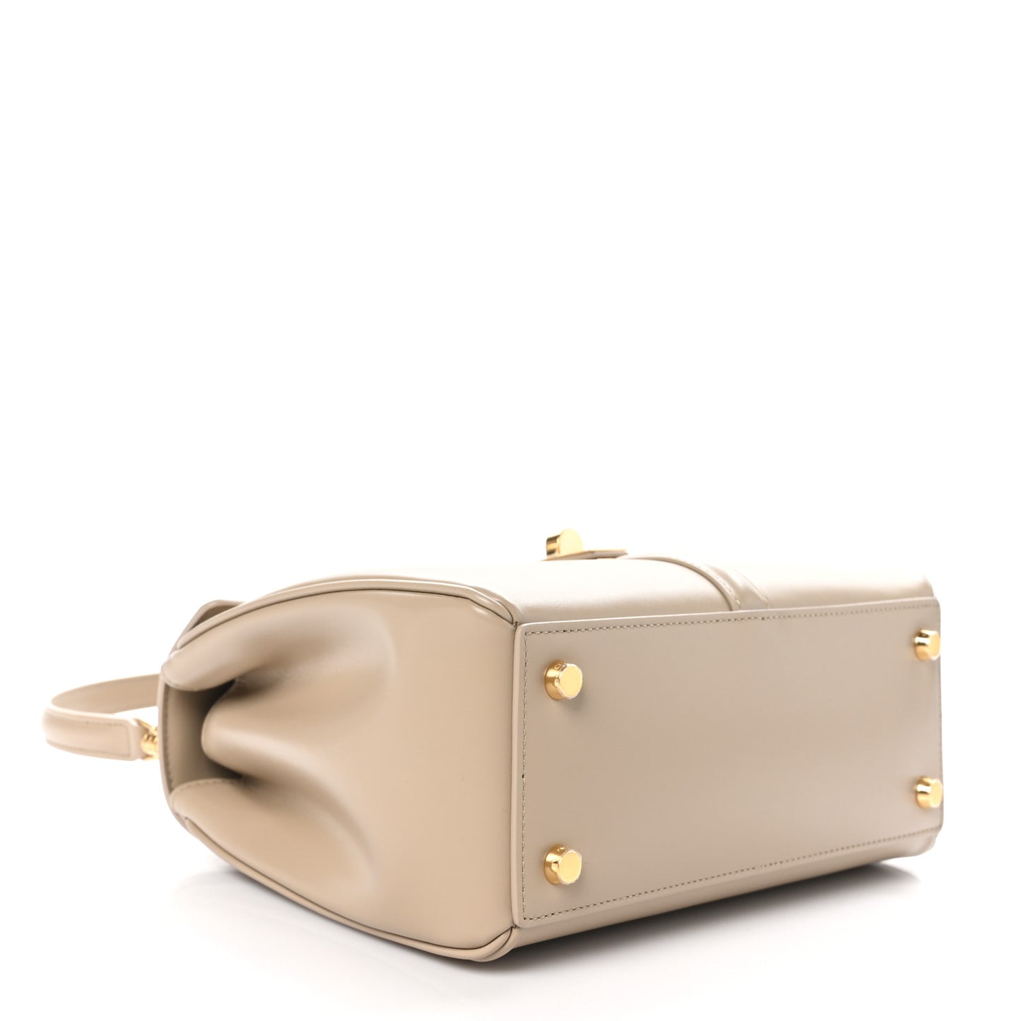 Satinated Calfskin Small 16 Top Handle Bag Beige