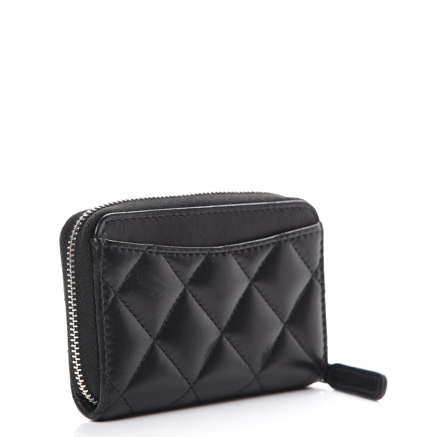 Chanel Lambskin Quilted Zip Coin Purse Black 2 of 8