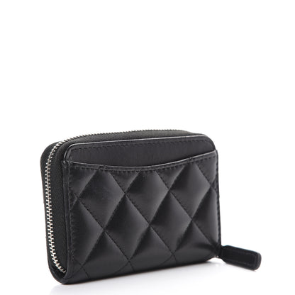 Chanel Lambskin Quilted Zip Coin Purse Black 2 of 8