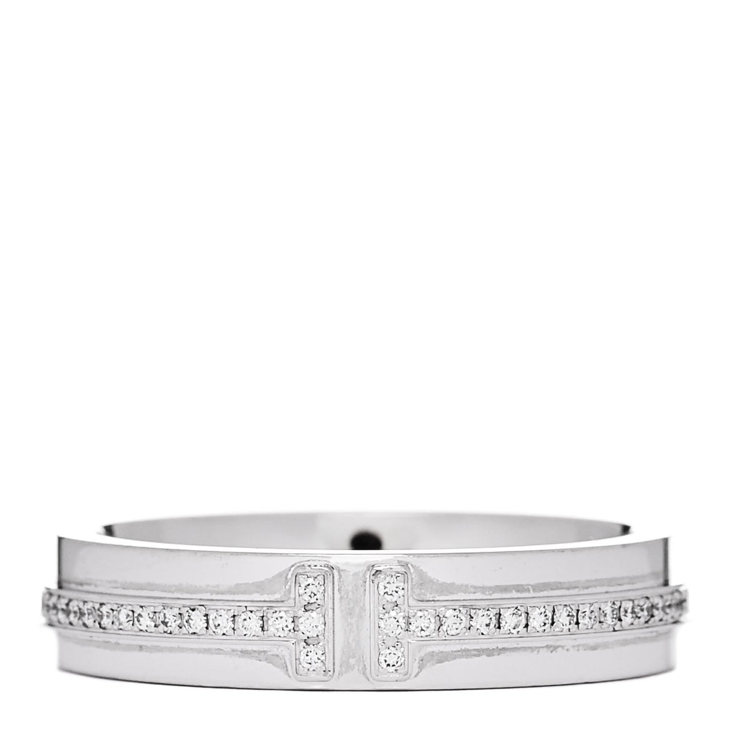 18K White Gold Diamond Narrow T Two Ring 54 7
