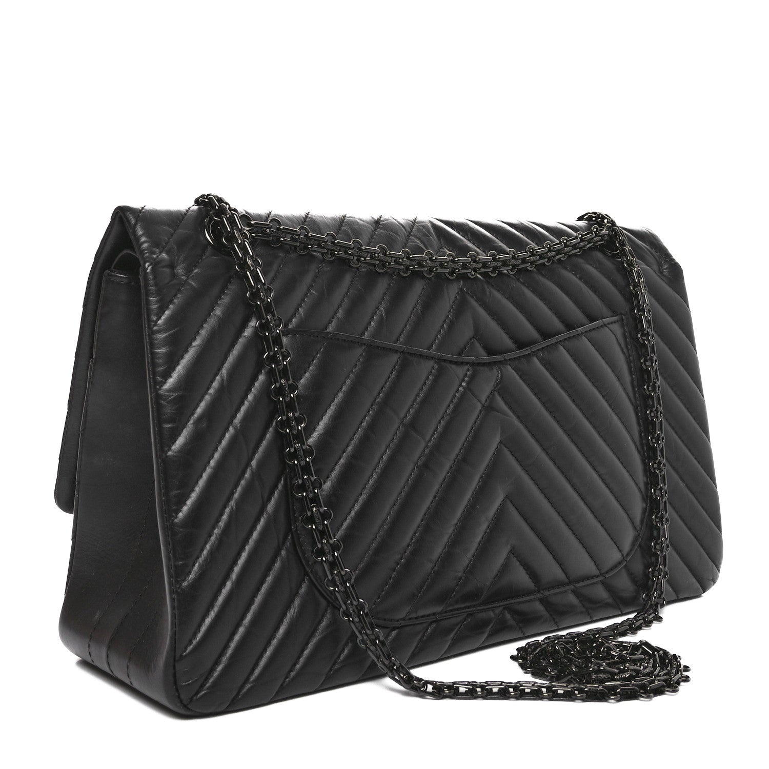 Chanel Aged Calfskin Chevron Quilted 2.55 Reissue 227 Flap So Black 3 of 10