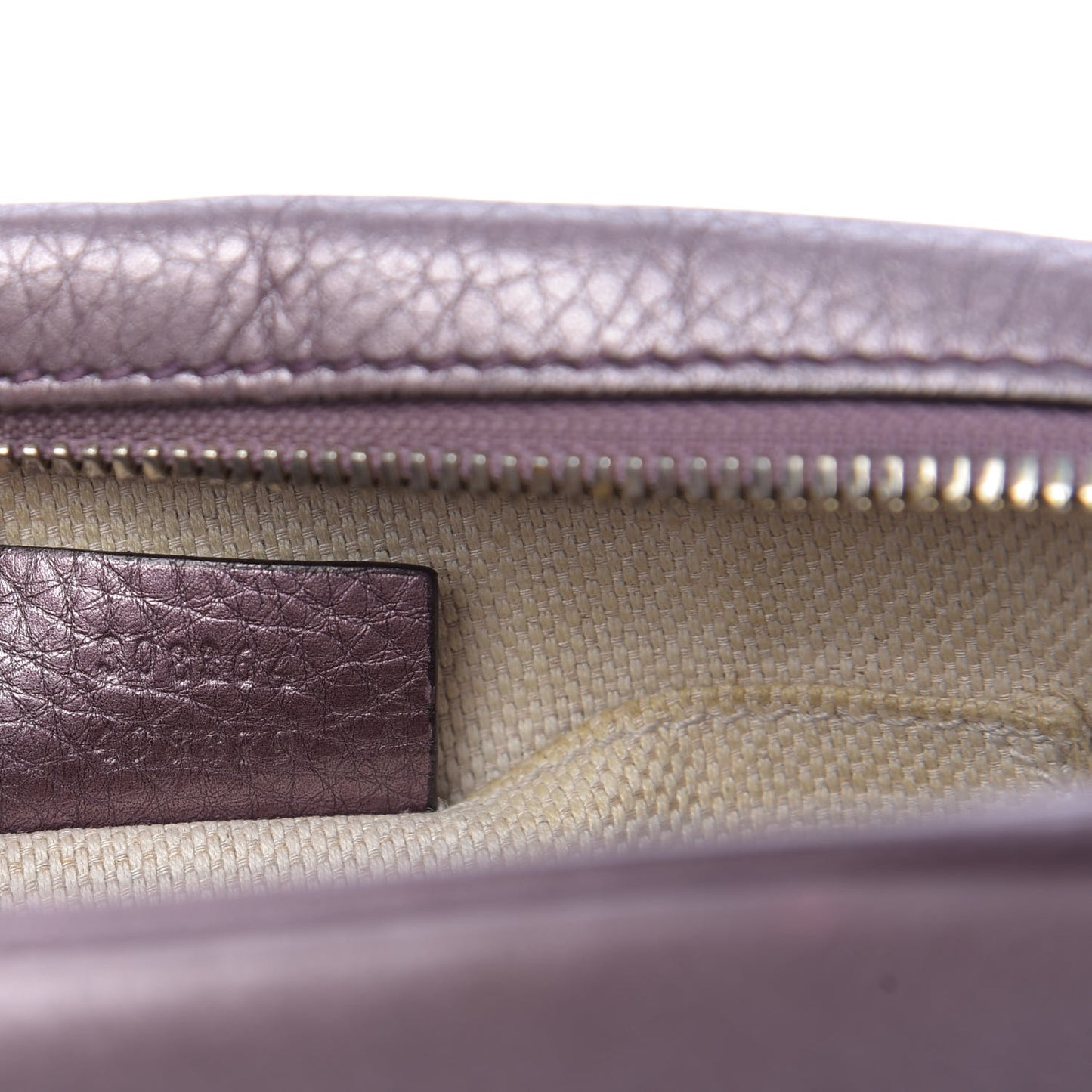 Metallic Pebbled Calfskin Small Soho Disco Bag Purple